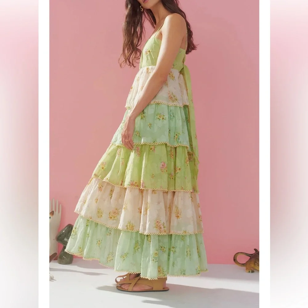 Alemais - Clementine Tiered Dress Multi Pastel Floral - size AUS 12 or US 8 - Picture 2 of 16